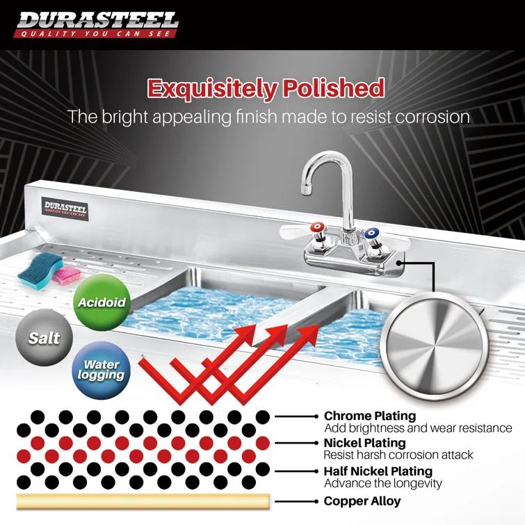 1/2" Gooseneck Spout Wall Mount Touch Kitchen Faucet with Dual Lever Handles