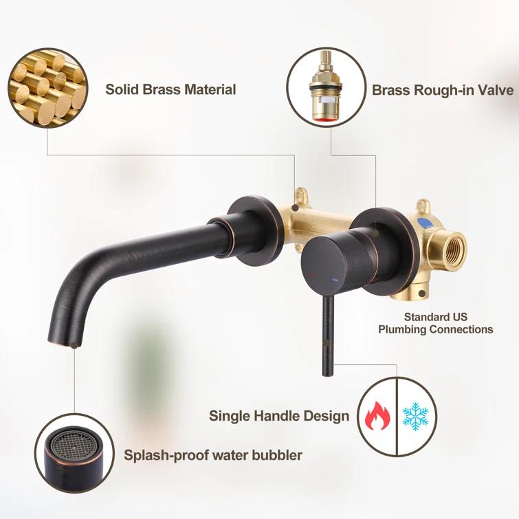 IVIGA Single Handle Wall Mounted Bathroom Faucet for Sink