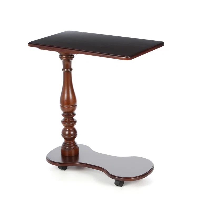 Elegant Cherry Wood Pedestal Tray Table - Dark Brown