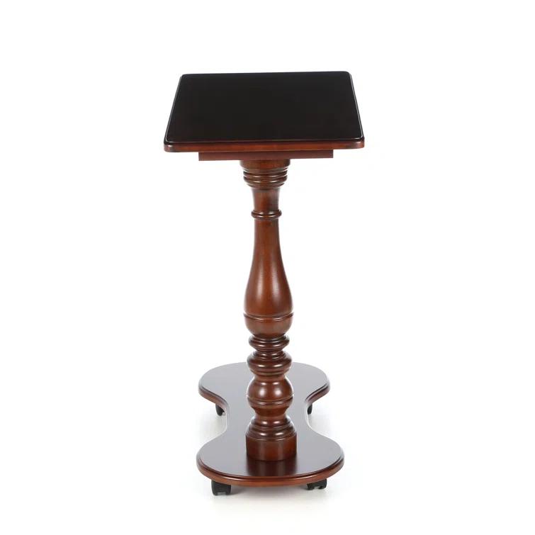 Elegant Cherry Wood Pedestal Tray Table - Dark Brown