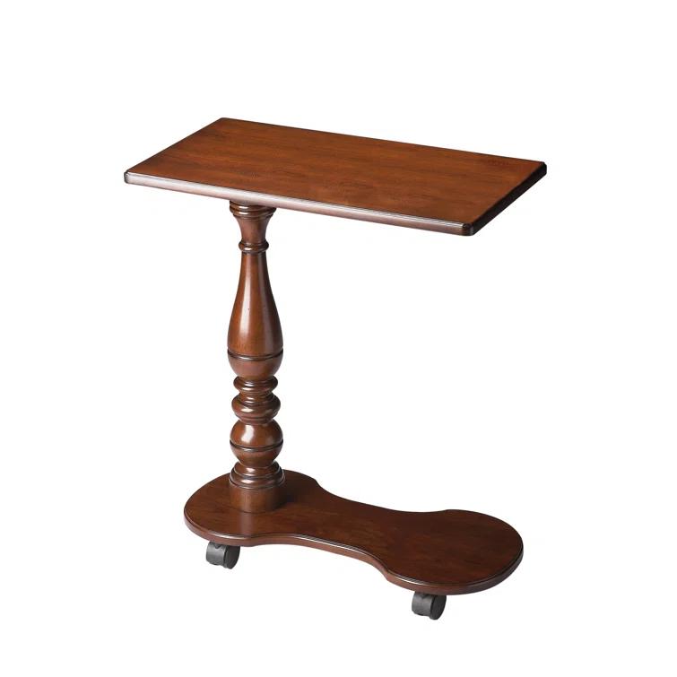 Elegant Cherry Wood Pedestal Tray Table - Dark Brown
