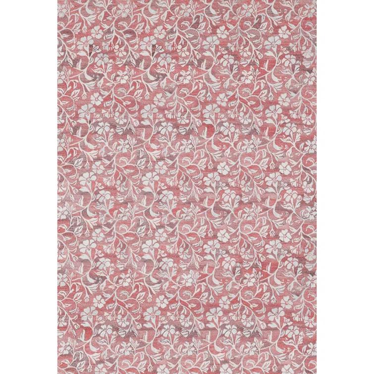 Florals Camellia Floral Hand Tufted Polyester Indoor/Outdoor Area Rug in Coral/Ivory