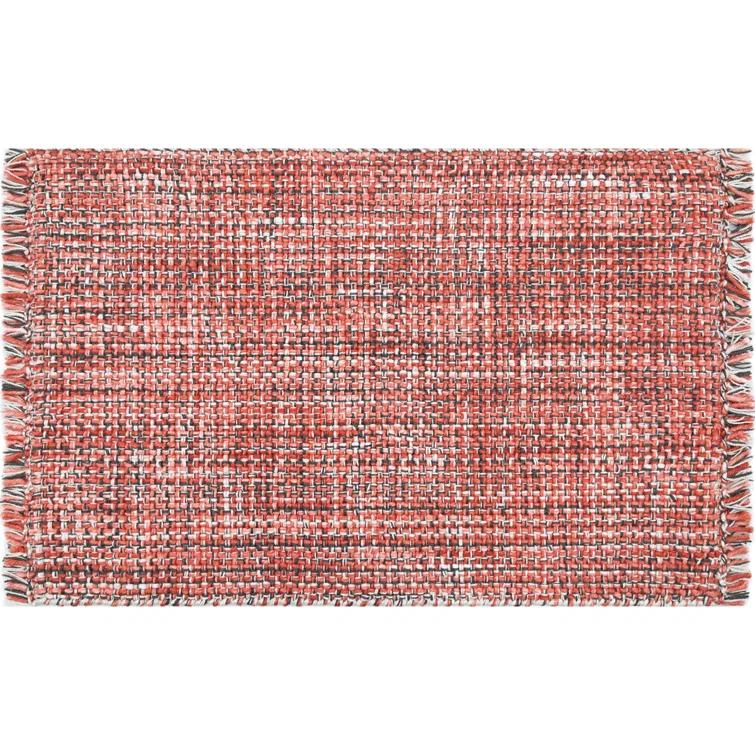 Morris Hand Woven Polyester Indoor/Outdoor Area Rug in Coral/Gray