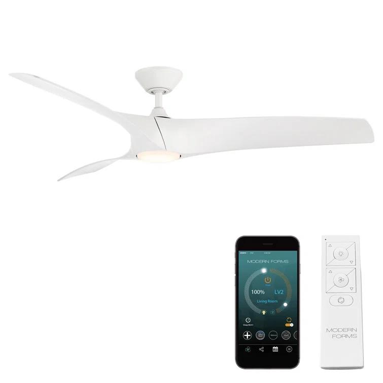 Zephyr 3 - Blade Outdoor/Indoor Smart Ceiling Fan with 2700K-3000K-4000K-5000K Selectable LED Light Kit and Remote Control Included