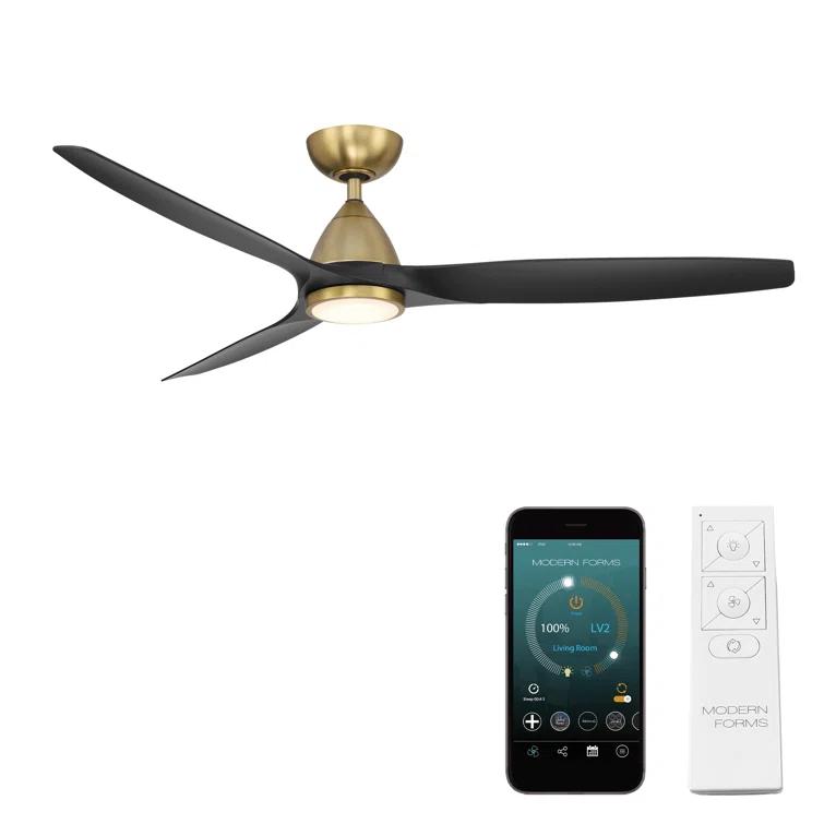Skylark 3 - Blade Indoor/Outdoor Smart Ceiling Fan with Adjustable CCT 2700K-3000K-4000K-5000K LED Light Kit and Remote Control Included, Works With Alexa and iOS or Android App