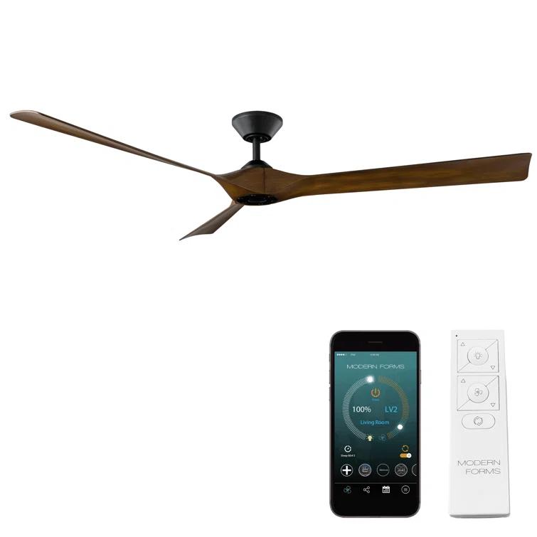 Torque Indoor/Outdoor 3-Blade Smart Ceiling Fan 70" and Remote Control, Works With Alexa and iOS or Android App