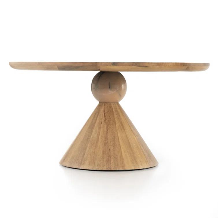Jasmine Round Dining Table - Natural/Blush Marble