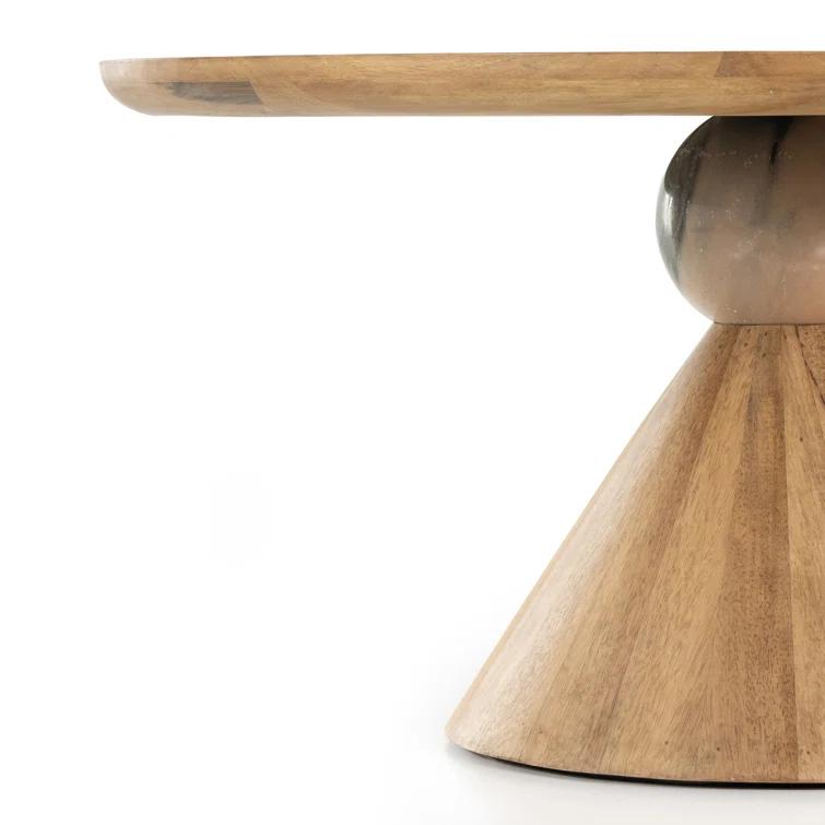 Jasmine Round Dining Table - Natural/Blush Marble
