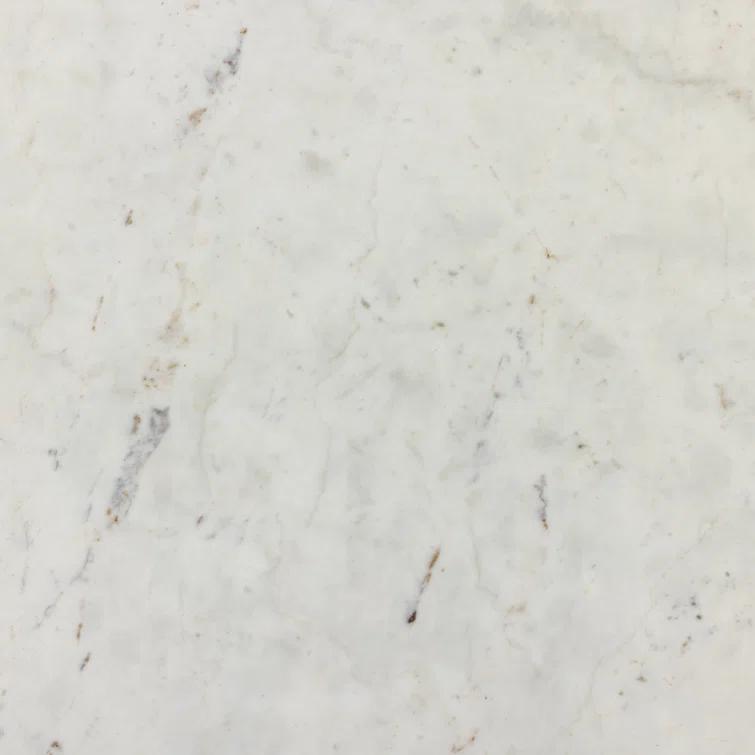 Polished White Marble Oval Dining Table with Fluted Base