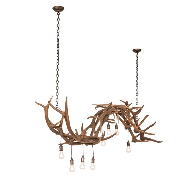 Rustic Antique Copper 74" 8-Light Antler Chandelier