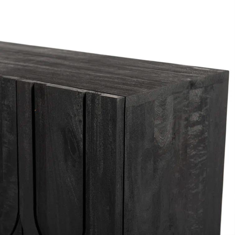 Dark Totem Black Reclaimed Wood Media Console with Cabinet