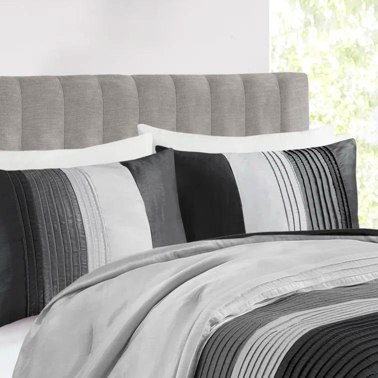 Madison Park Amherst 7 Piece Striped and Pleated Comforter Set & Reviews | Wayfair
