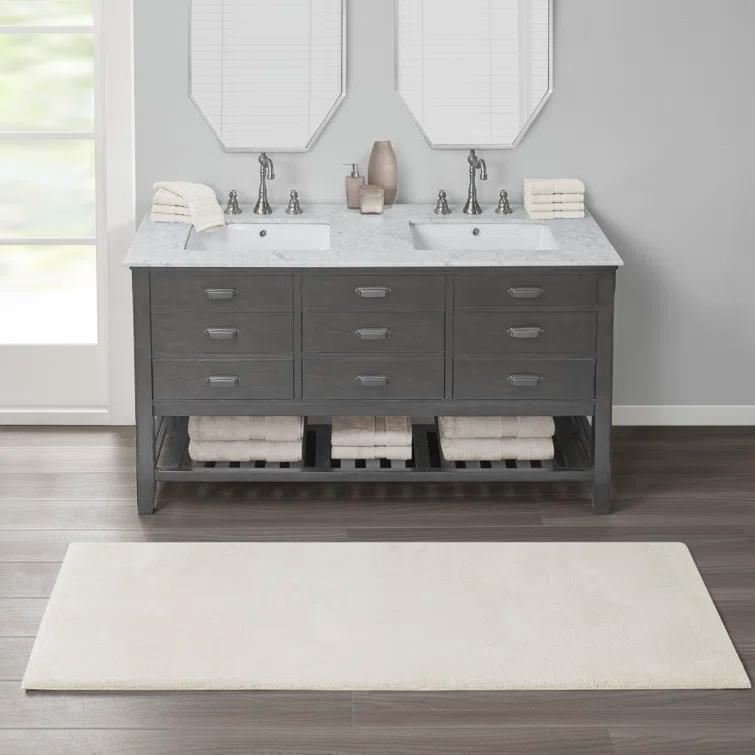 Madison Park Signature Marshmallow Quick Dry Bath Rug with Non-Slip Backing