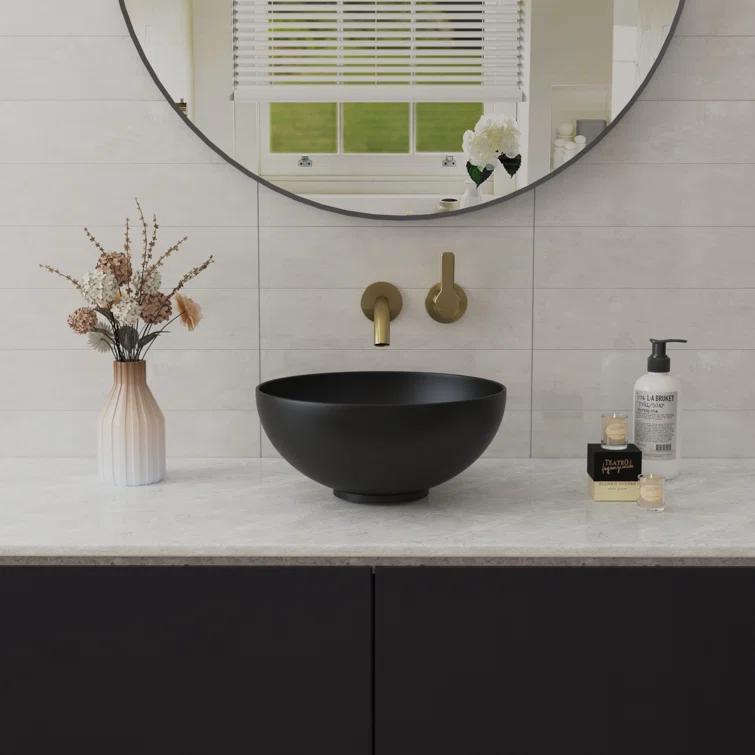 DeerValley Symmetry 13" x 13'' Circular/Round Vitreous Vessel Bathroom Sink