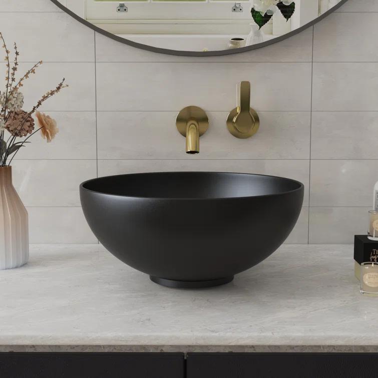 DeerValley Symmetry 13" x 13'' Circular/Round Vitreous Vessel Bathroom Sink