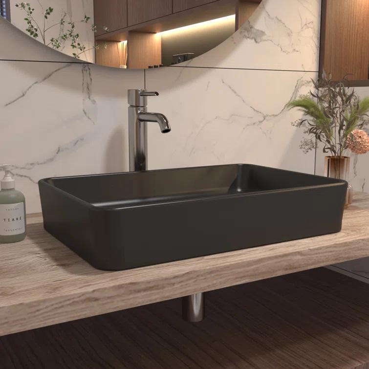 Ally 20" x 13'' Rectangular Vitreous China Vessel Bathroom Sink