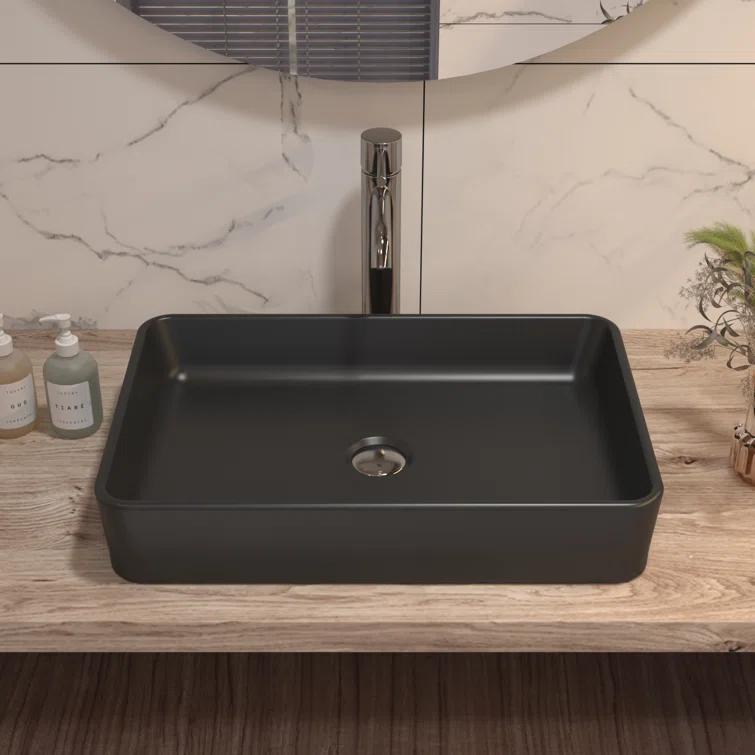 Ally 20" x 13'' Rectangular Vitreous China Vessel Bathroom Sink