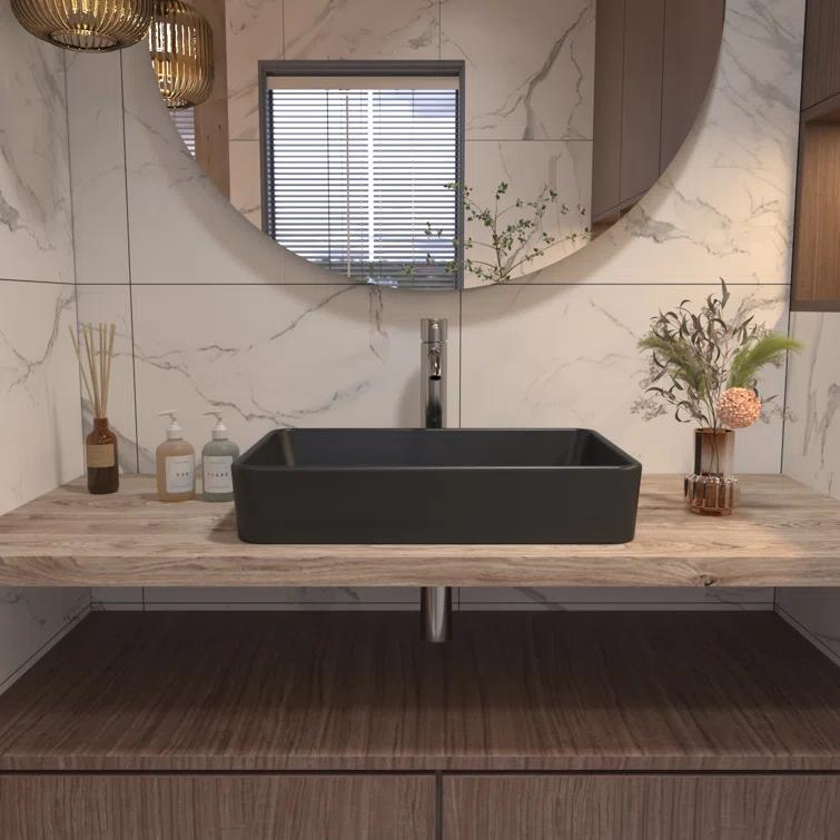 Ally 20" x 13'' Rectangular Vitreous China Vessel Bathroom Sink