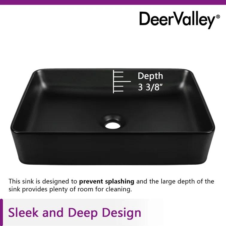 Ally 20" x 13'' Rectangular Vitreous China Vessel Bathroom Sink
