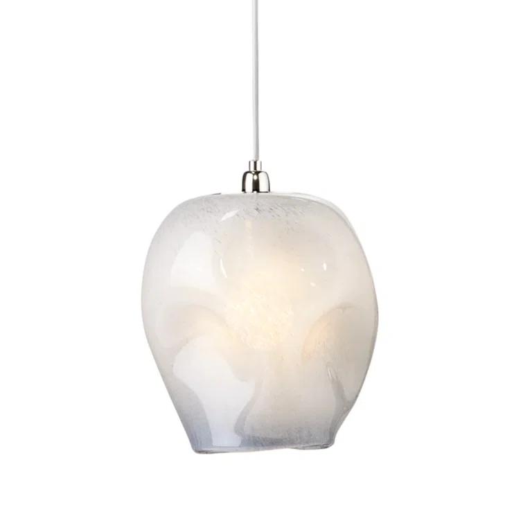 Jamie Young Co Large Coastal Dimpled Glass Pendant in Cornflower Blue/Silver