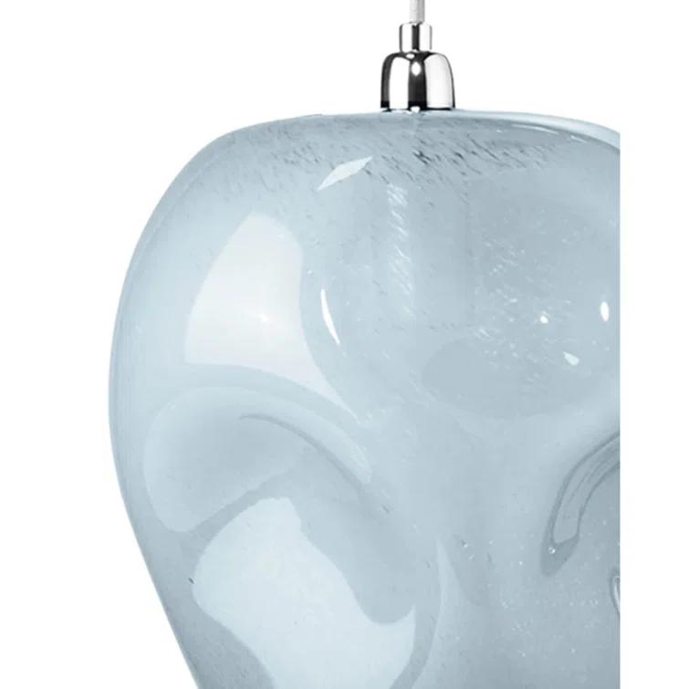 Jamie Young Co Large Coastal Dimpled Glass Pendant in Cornflower Blue/Silver