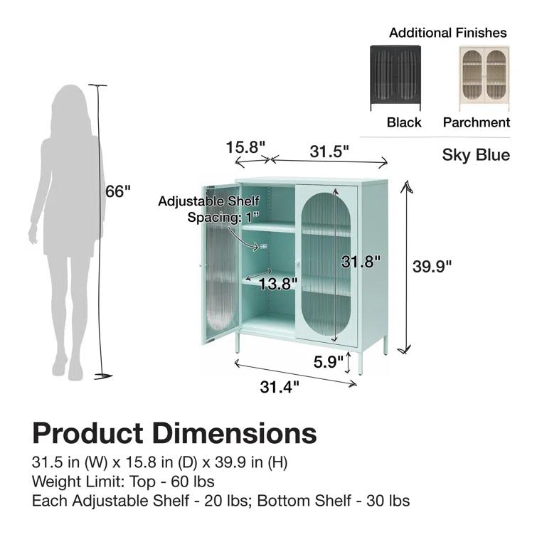 Luna 39.96'' Tall Accent Cabinet with Fluted Glass