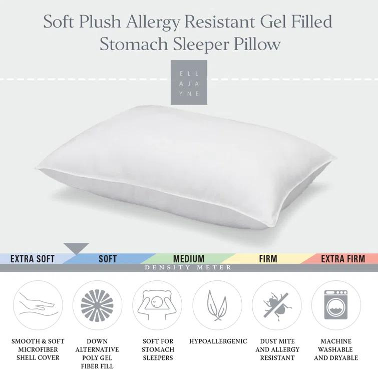 Ella Jayne Home Exquisite Hotel Soft Plush Gel Fiber Filled Allergy Resistant Stomach Sleeper Pillow (Set of 4)