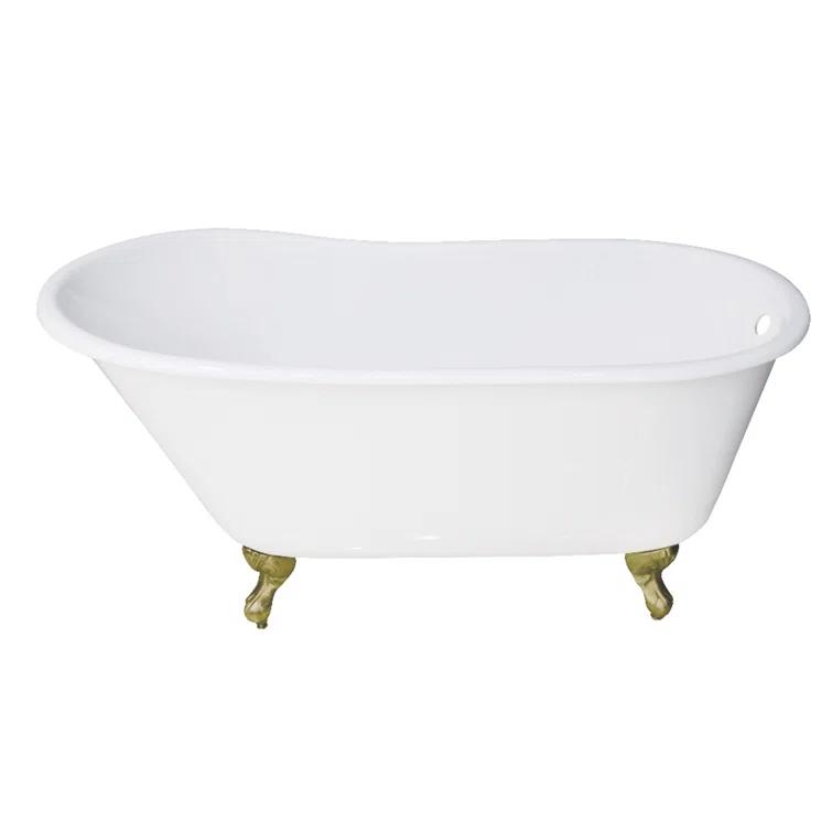 Kingston Brass Kingston Brass Aqua Eden 53-Inch Cast Iron Oval Single Slipper Clawfoot Tub (No Faucet Drillings) VCTND5328NT7