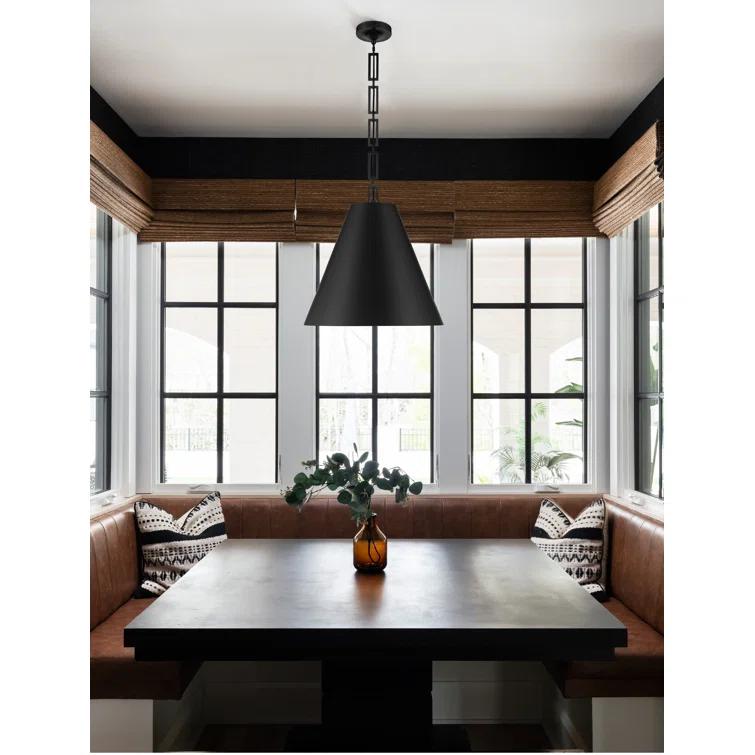 Alston Matte Black & Antique Gold 3-Light Drum Pendant