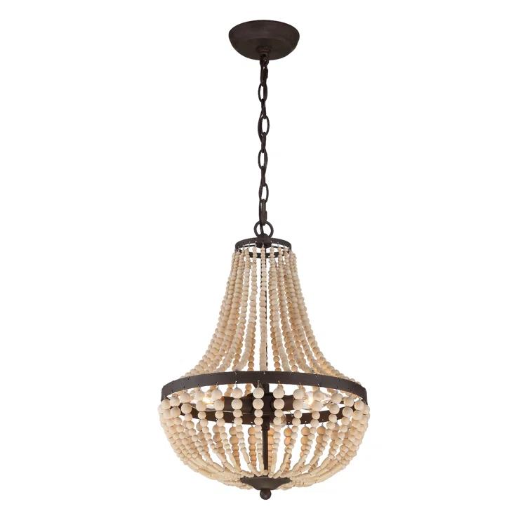 Mini Forged Bronze Empire Chandelier with Beaded Accents