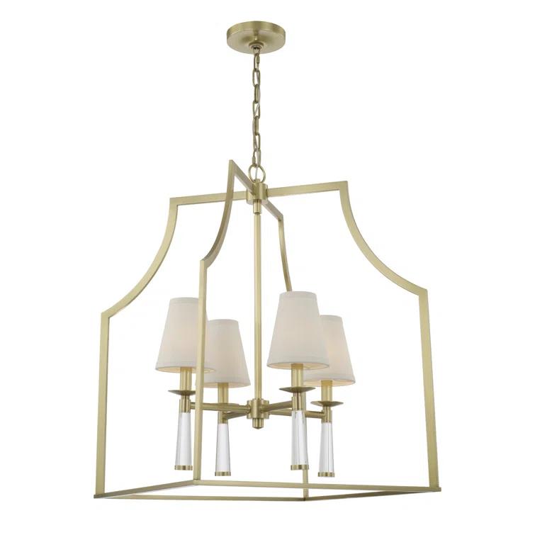 Four Light Chandelier In Minimalist Style 22 Inches Wide By 30 Inches High-Aged Brass Finish    -Traditional Installation Crystorama Lighting 8864-Ag