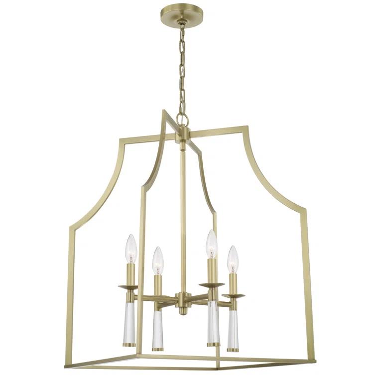 Four Light Chandelier In Minimalist Style 22 Inches Wide By 30 Inches High-Aged Brass Finish    -Traditional Installation Crystorama Lighting 8864-Ag