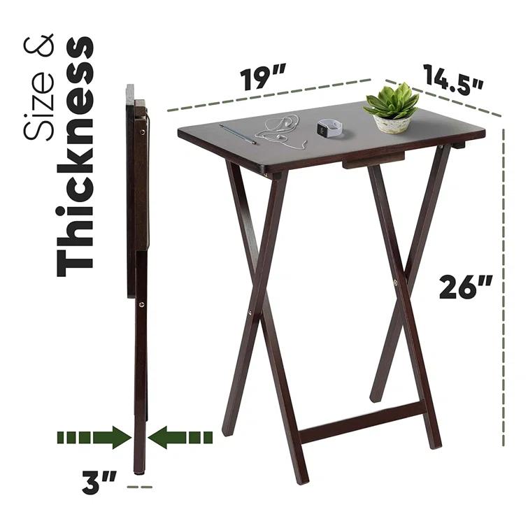 19.09'' Solid Wood Rectangular Portable Folding Table (Set of 2)