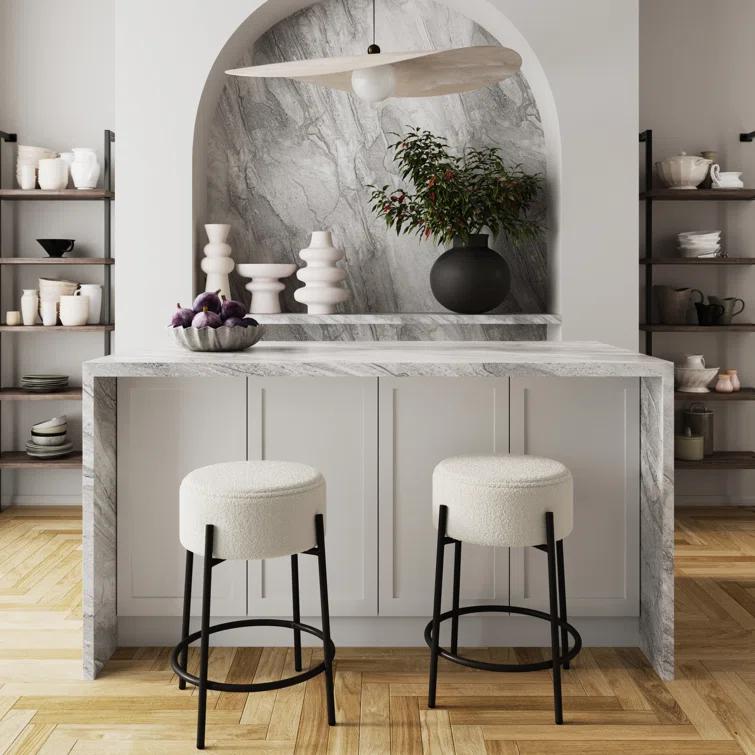 Upholstered Counter Stool with Metal Frame