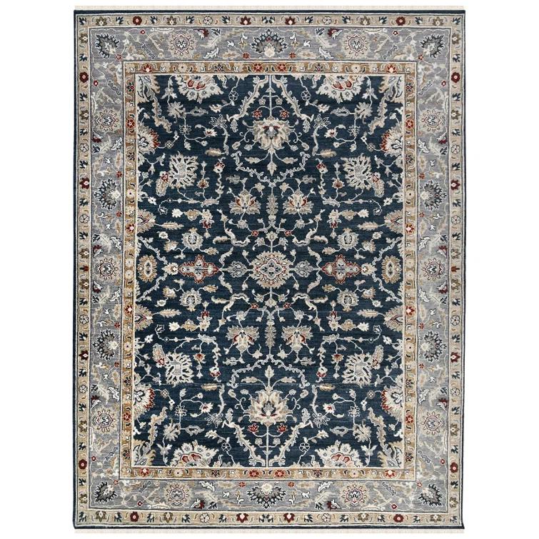 AMER Rugs Bristol Oriental Handmade Hand-Knotted Area Rug in Blue/Gray