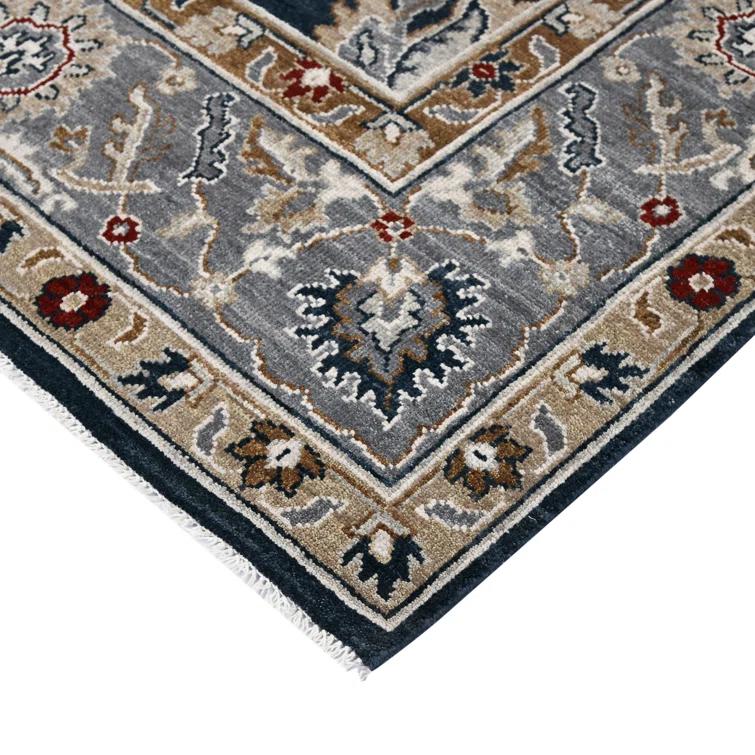 AMER Rugs Bristol Oriental Handmade Hand-Knotted Area Rug in Blue/Gray