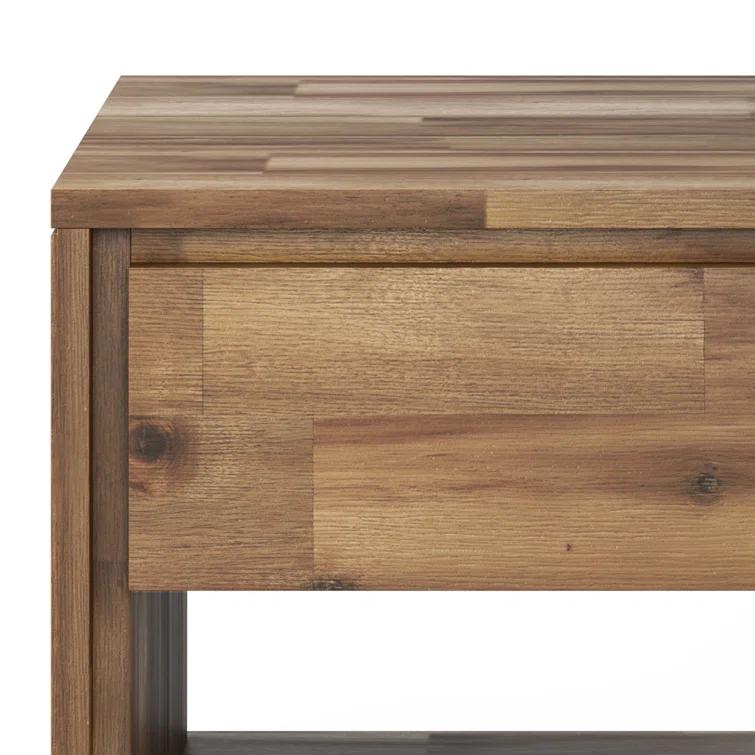 Lowry 22"W Solid Acacia Wood Square End Table with Storage Drawer