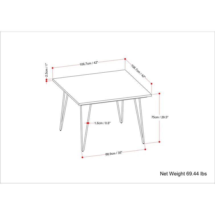 Hunter Solid Mango Wood Dining Table, Industrial Style
