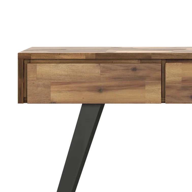 Lowry 60"W Solid Wood Modern Industrial Storage Console Table with 3 Storage Drawers and Metal Legs