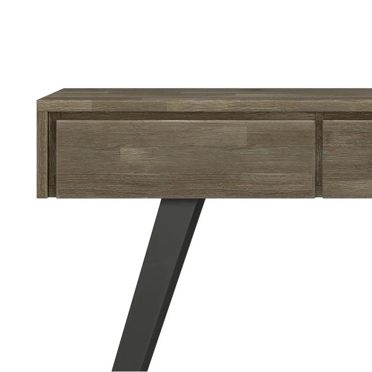 Lowry 60"W Solid Wood Modern Industrial Storage Console Table with 3 Storage Drawers and Metal Legs