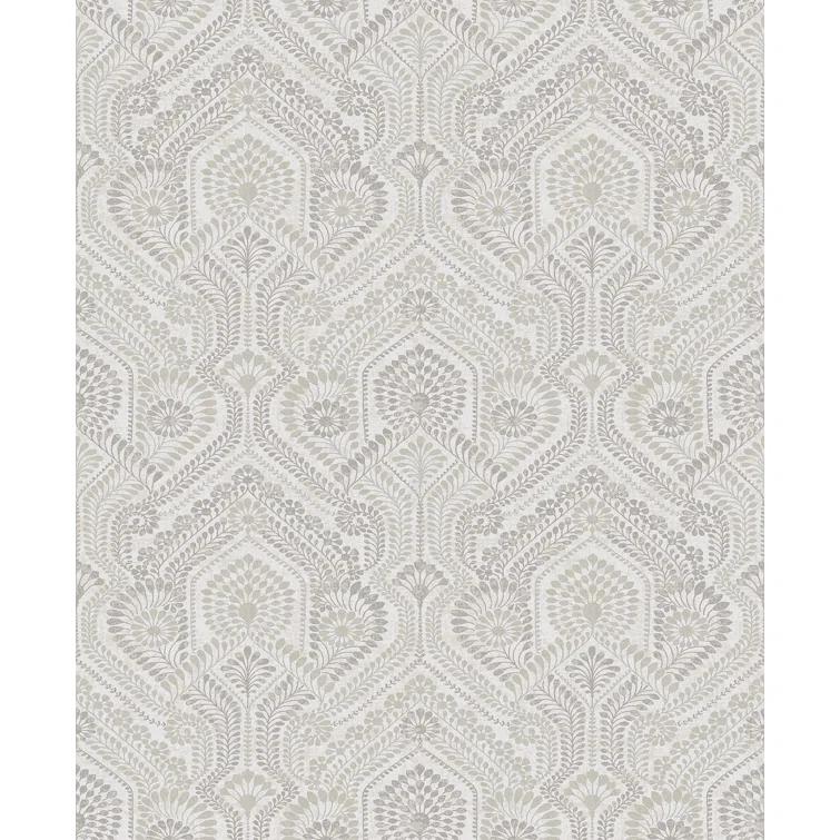A-Street Prints Fernback Grey Ornate Botanical Wallpaper | Perigold