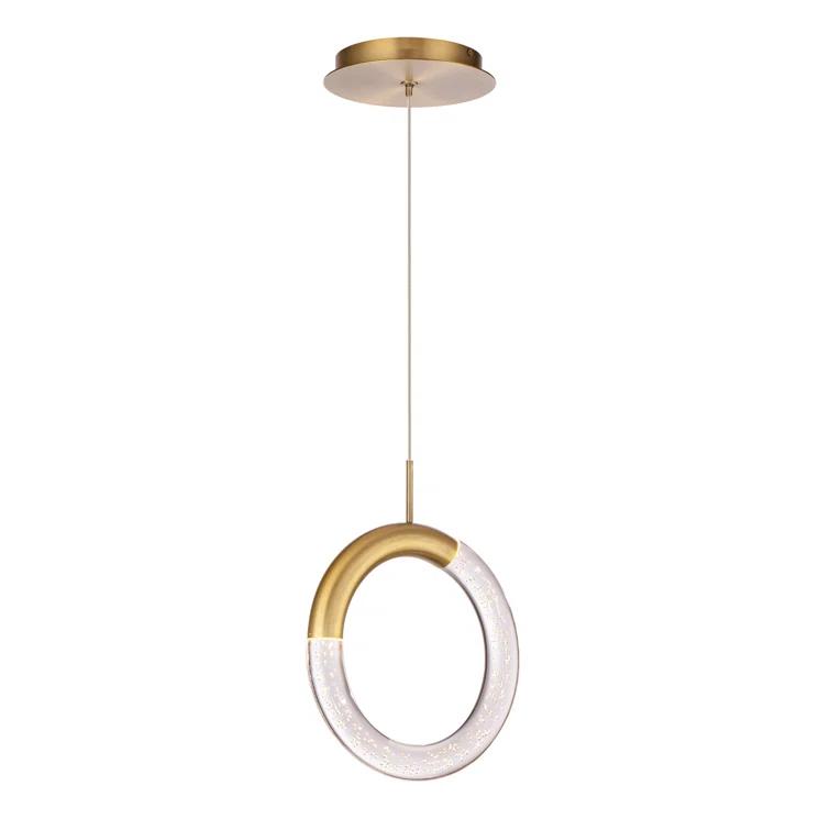 Ringlet 1 - Light Aged Brass LED Geometric Pendant