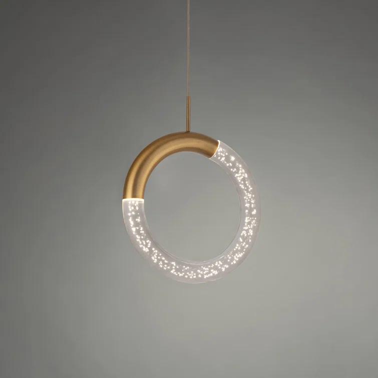 Ringlet 1 - Light Aged Brass LED Geometric Pendant