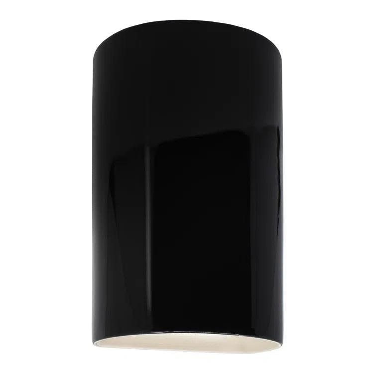 Gloss Black Cylinder Outdoor LED Wall Sconce