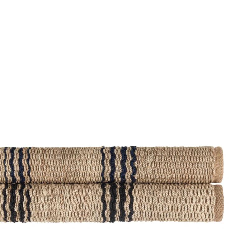 Jute Ticking Black Handwoven Jute Rug