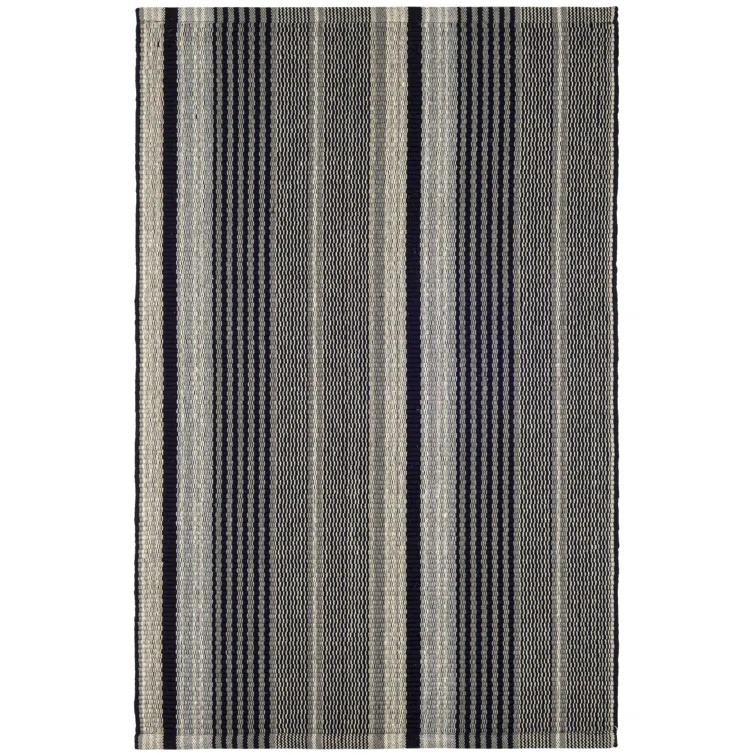 Alfie Ticking Black Handwoven Cotton Rug