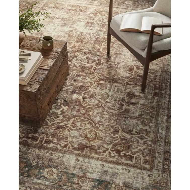 Sinclair I Rug by Magnolia Home by Joanna Gaines x Loloi - Rust and Lagoon / 7'6" x 9'6"