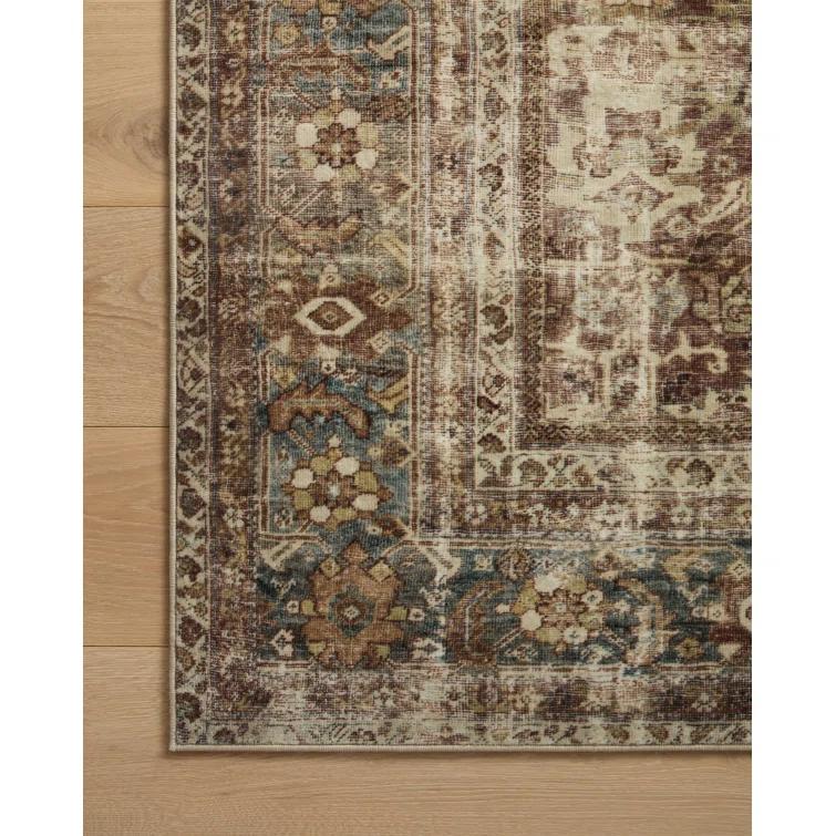 Sinclair I Rug by Magnolia Home by Joanna Gaines x Loloi - Rust and Lagoon / 2'3" x 3'9"