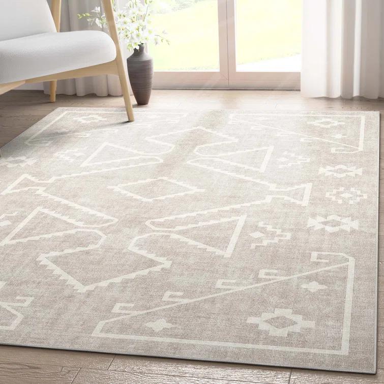Kehr Bottineau Distressed Southwestern Beige Flat-Weave Rug