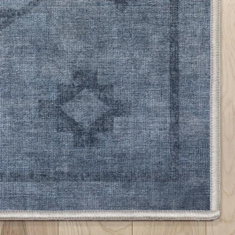 Kehr Bottineau Distressed Southwestern Navy Blue Flat-Weave Rug